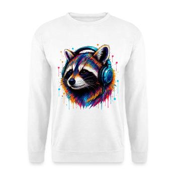 Raccoon with headphones - Unisex Sweatshirt - white - Front