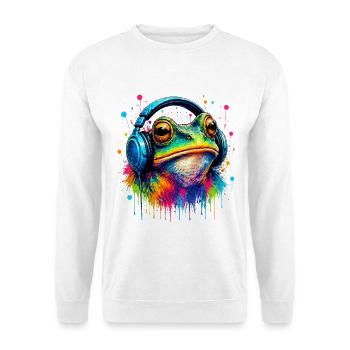Color explosion frog with headphones - Unisex Sweatshirt - white - Front