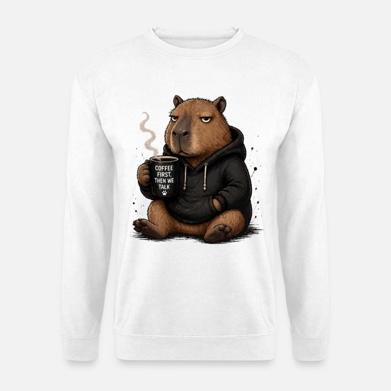 Kaffee Zuerst Biber Hoodie - Unisex Pullover - Weiß