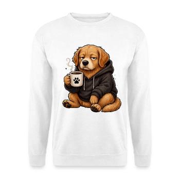 Kaffeehund im Hoodie - Unisex Pullover - Weiß - Vorne