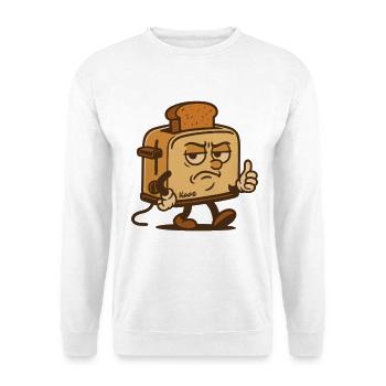 Grummeliger Toast-Held - Unisex Pullover - Weiß - Vorne - Alina (178cm) & Michal (187cm)