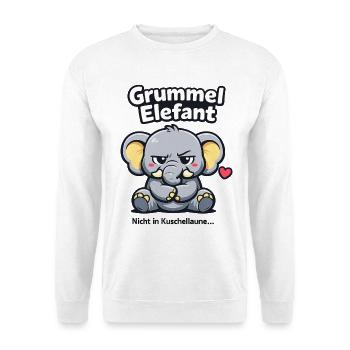 Grummel Elefant nicht in Kuschellaune Spruch - Unisex Pullover - Weiß - Vorne