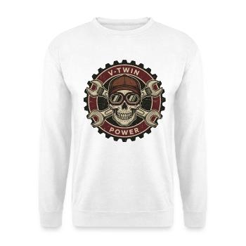Motorcycle Biker V-Twin Motor Skull Skull Rocker - Unisex Sweatshirt - white - Front