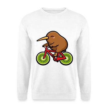 Neuseeländischer Kiwi-Vogel fährt Kiwi-Fruchtfahrrad - Unisex Pullover - Weiß - Vorne