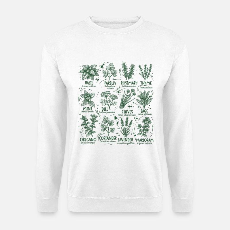 Herbs Botany Kitchen Basil Rosemary - Unisex Sweatshirt - white