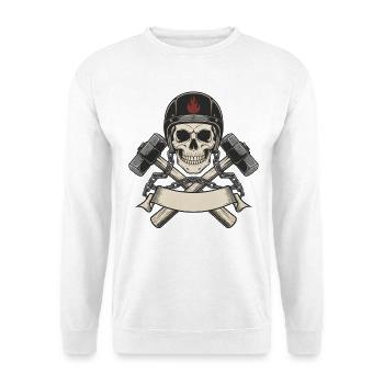 Motorrad Biker V-Twin Motor Skull Totenkopf Rocker - Unisex Pullover - Weiß - Vorne