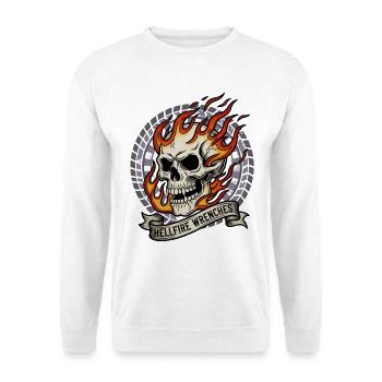 Motorrad Biker V-Twin Motor Skull Totenkopf Rocker - Unisex Pullover - Weiß - Vorne