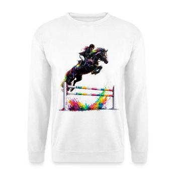 Show Jumping Horse Equestrian Colorful Tournament Neon - Unisex Sweatshirt - white - Front