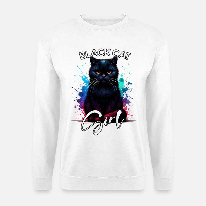 Grumpy Black Cat Girl Black Cat - Unisex Sweatshirt - white