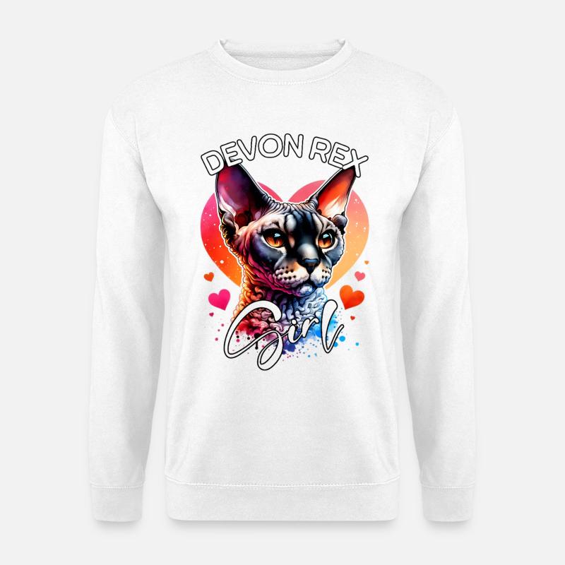 Devon Rex Fille Devon Rex - Sweat-shirt Unisexe - blanc