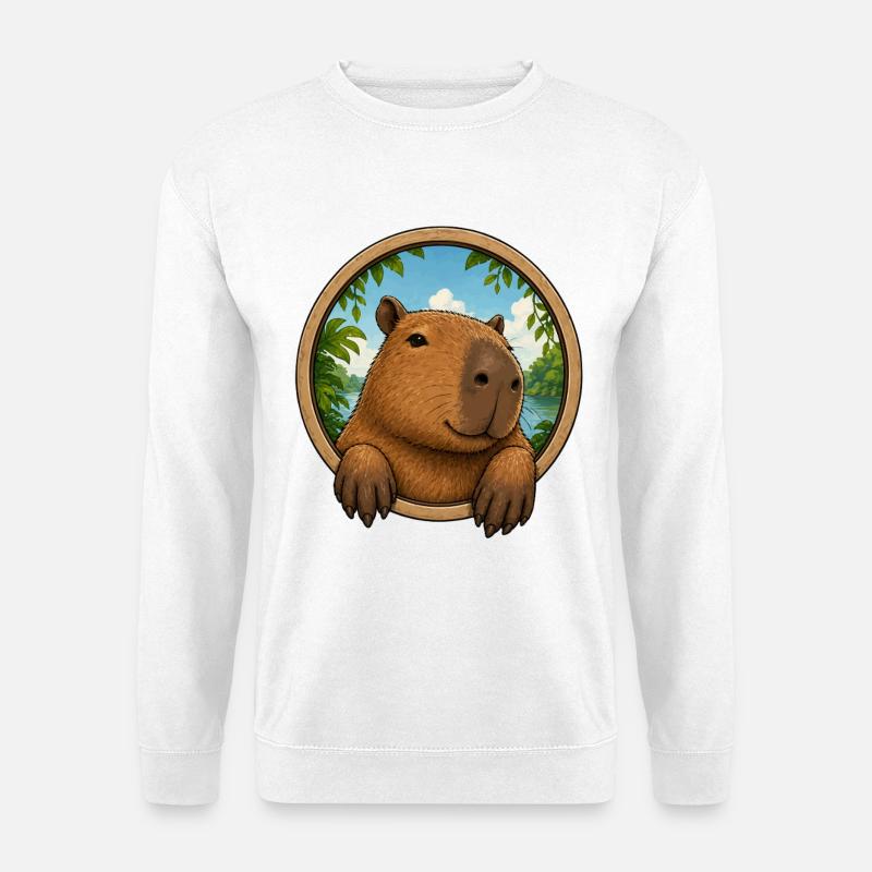 Cuddly capybara in frame - Unisex Sweatshirt - white