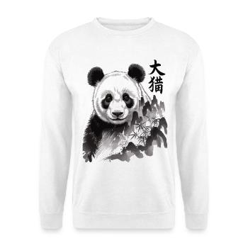 Panda Shirt mit Schriftzeichen – Schwarz Weiß - Unisex Pullover - Weiß - Vorne