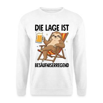 Die Lage Ist Besäufniserregend mit Faultier - Unisex Pullover - Weiß - Vorne