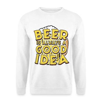 Bier ist immer eine gute Idee, Retro-Zitat. - Unisex Pullover - Weiß - Vorne