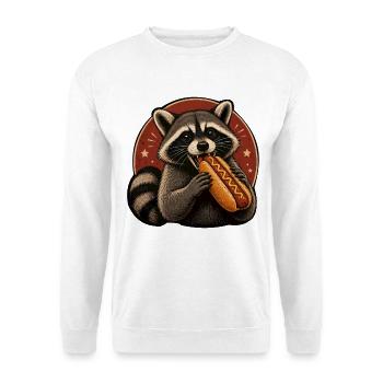 Waschbär-Genuss Hotdog Illustration - Unisex Pullover - Weiß - Vorne