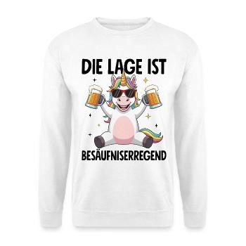 Die Lage Ist Besäufniserregend Einhorn - Unisex Pullover - Weiß - Vorne