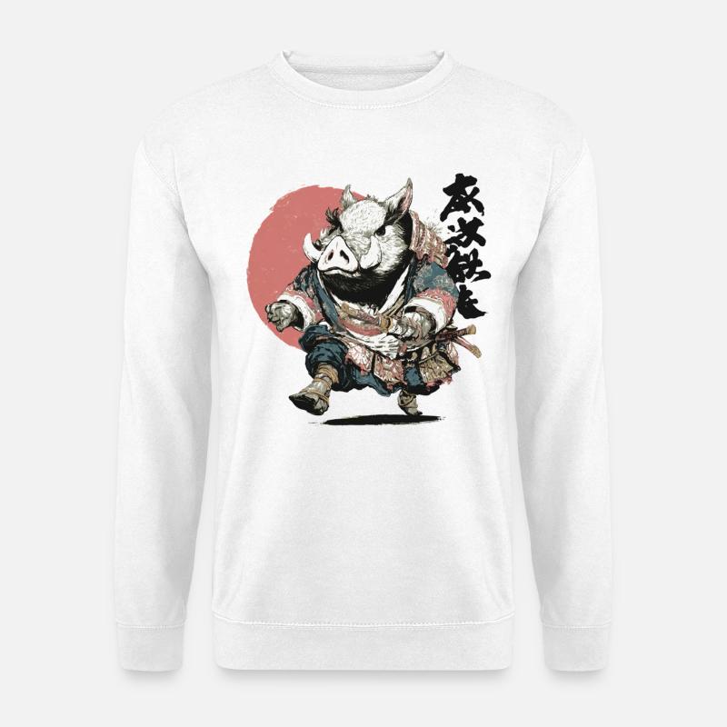 Boar Samurai in Ukiyo Armor - Unisex Sweatshirt - white