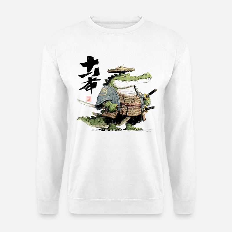 Alligator-Samurai-Duellant - Unisex Pullover - Weiß