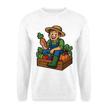 Farmer and harvest of the cheerful vegetable garden - Unisex Sweatshirt - white - Front