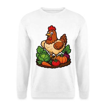 Happy hen in the vegetable garden - Unisex Sweatshirt - white - Front