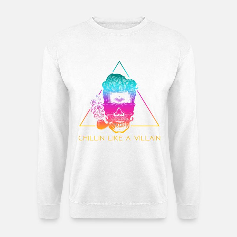 Totenschädel mit Sonnenbrille – Chillin Retro - Unisex Pullover - Weiß