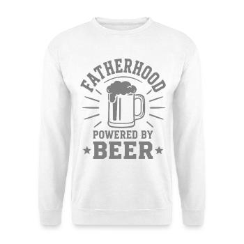 FATHERHOOD POWERED BY BEER Emblem für Väter - Unisex Pullover - Weiß - Vorne