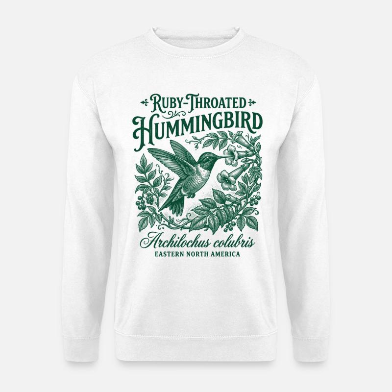 Ruby Throated Hummingbird Colibri - Unisex Sweatshirt - white