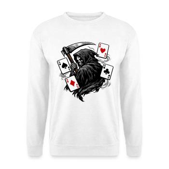 Sensenmann Poker Spieler Dark Fantasy Motiv - Unisex Pullover - Weiß - Vorne