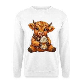 Café glacé de vache des Highlands - Sweat-shirt Unisexe - blanc - Devant