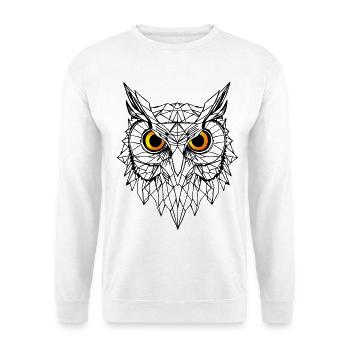 Geometrische Lineart Eule - Unisex Pullover - Weiß - Vorne