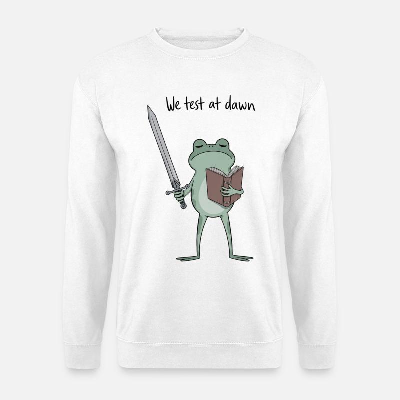 Dawnbound Frog Knight liest - Unisex Pullover - Weiß