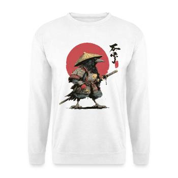 Krähen-Samurai: Roter Sonnenkrieger - Unisex Pullover - Weiß - Vorne