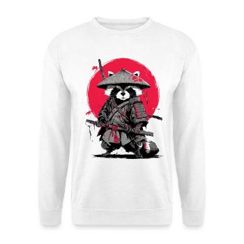 Raccoon Samurai under Crimson Moon - Unisex Sweatshirt - white - Front