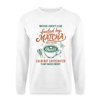 Matcha Lovers Club Angetrieben von Matcha Ruhe Aber - Unisex Pullover - Weiß - Vorne