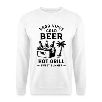 COLD BEER HOT GRILL SWEET SUMMER - Unisex Pullover - Weiß - Vorne