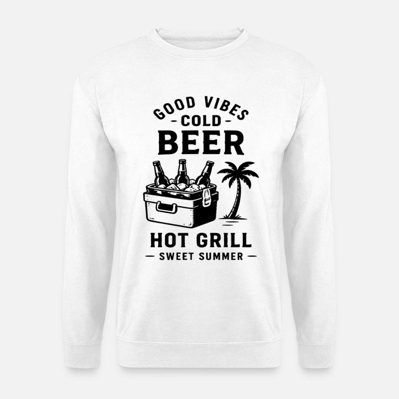 COLD BEER HOT GRILL SWEET SUMMER - Unisex Sweatshirt - white