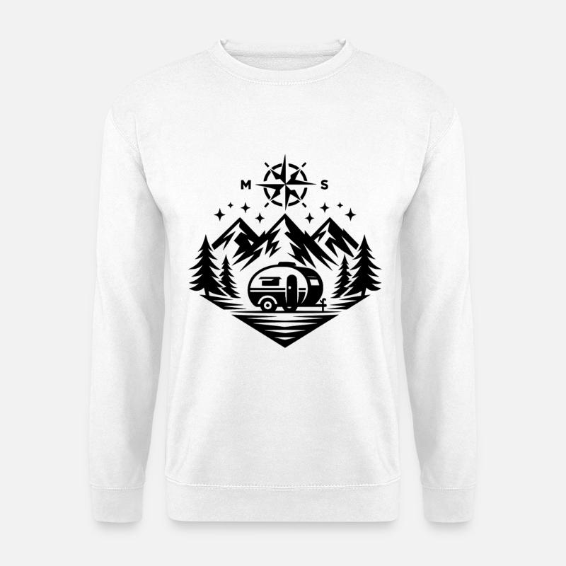 Camping Kompass Berge - Unisex Pullover - Weiß