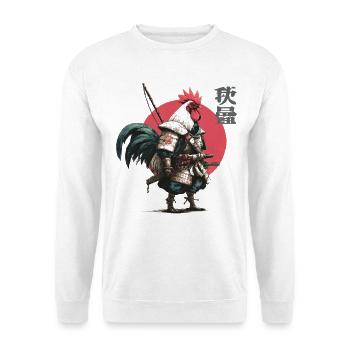 Rooster Samurai in Crimson Circle - Unisex Sweatshirt - white - Front
