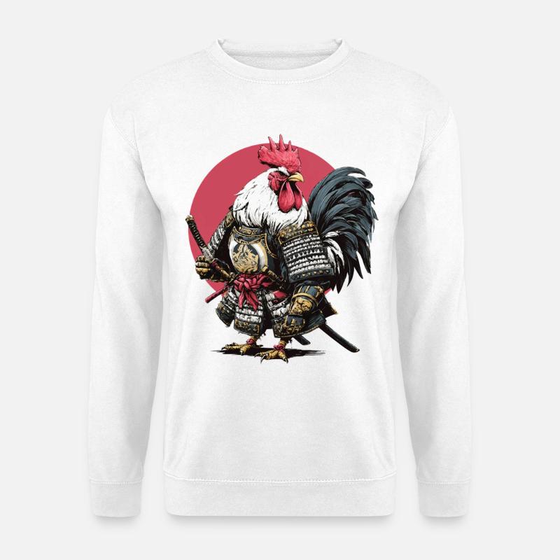 Rooster Samurai Armor - Unisex Sweatshirt - white