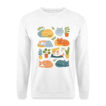 Chats et plantes d’intérieur endormis - Sweat-shirt Unisexe - blanc - Devant