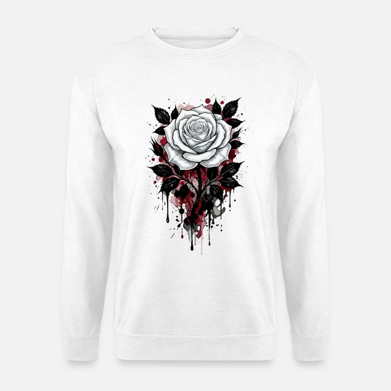 Rose, Rose Blanche, Rose et Fleurs - Sweat-shirt Unisexe - blanc