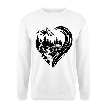 Heart Mountains Hut Nature Love Hiking - Unisex Sweatshirt - white - Front