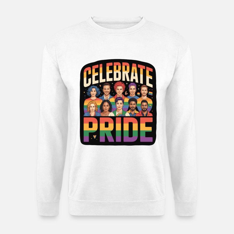 Celebrate Pride LGBTQ Regenbogen - Unisex Pullover - Weiß