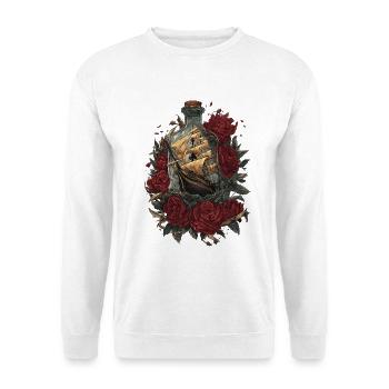 Navire en bouteille - Roses et liberté - Sweat-shirt Unisexe - blanc - Devant