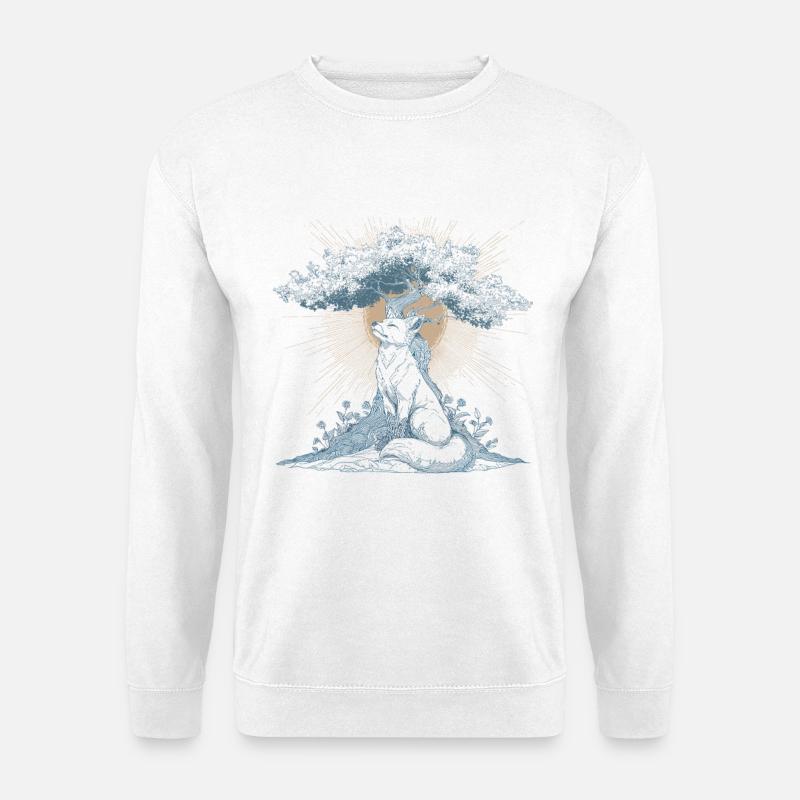 Mystischer Fuchs - Erleuchteter Bonsai - Unisex Pullover - Weiß