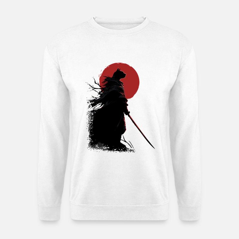 Samurai Katze - Unisex Pullover - Weiß