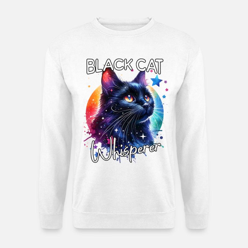 Schwarze Katze Flüsterer - Unisex Pullover - Weiß