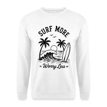 Surfez plus, inquiétez-vous, moins de vagues de vacances d’été - Sweat-shirt Unisexe - blanc - Devant