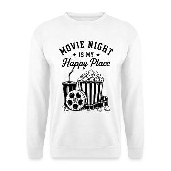 Movie Night is my Happy Place Kino Film Popcorn - Unisex Pullover - Weiß - Vorne