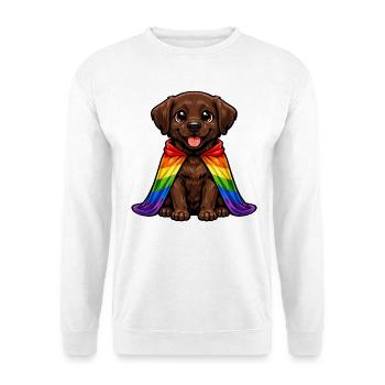 Brauner Labrador Pride Hund Regenbogenfahne LGBTQ - Unisex Pullover - Weiß - Vorne